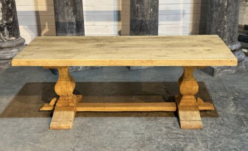 French Bleached Oak Farmhouse Dining Table