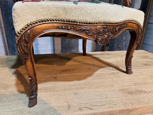 LOVELY FRENCH WALNUT ARM CHAIR - ADDITIONAL PHOTO 5