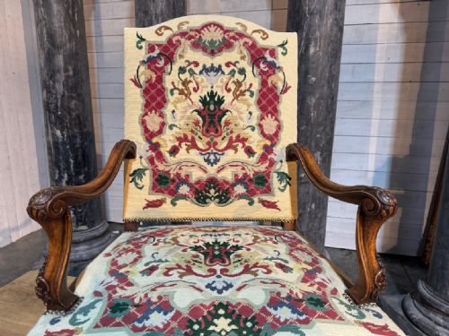 LOVELY FRENCH WALNUT ARM CHAIR - ADDITIONAL PHOTO 9