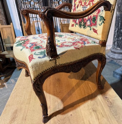 LOVELY FRENCH WALNUT ARM CHAIR - ADDITIONAL PHOTO 12