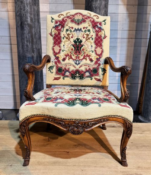 LOVELY FRENCH WALNUT ARM CHAIR - ADDITIONAL PHOTO 13