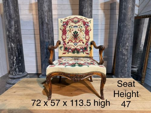 LOVELY FRENCH WALNUT ARM CHAIR - ADDITIONAL PHOTO 14