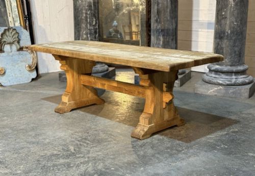 BLEACHED OAK FARMHOUSE TRESTLE DINING TABLE - ADDITIONAL PHOTO 19