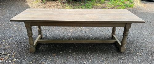 LARGER BLEACHED OAK FARMHOUSE DINING TABLE