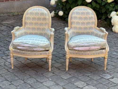 PAIR FRENCH BERGERE ARM CHAIRS - ADDITIONAL PHOTO 1