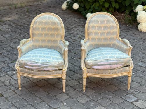PAIR FRENCH BERGERE ARM CHAIRS - ADDITIONAL PHOTO 6