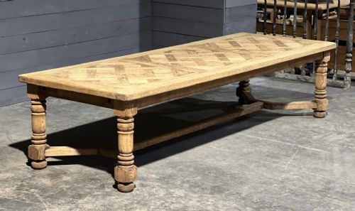 Huge French Parquetry Oak Dining Table