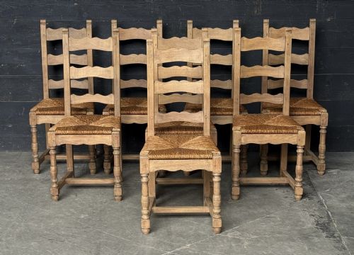 Set 8 Oak Farmhouse Dining Chairs