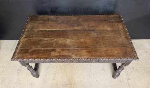 19TH CENTURY CARVED OAK TABLE WITH DRAWERS - ADDITIONAL PHOTO 4