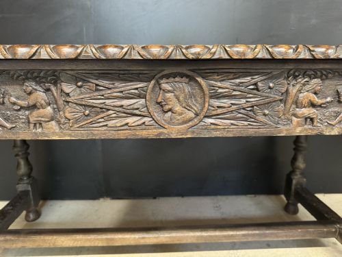 19TH CENTURY CARVED OAK TABLE WITH DRAWERS - ADDITIONAL PHOTO 6