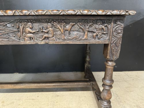 19TH CENTURY CARVED OAK TABLE WITH DRAWERS - ADDITIONAL PHOTO 7