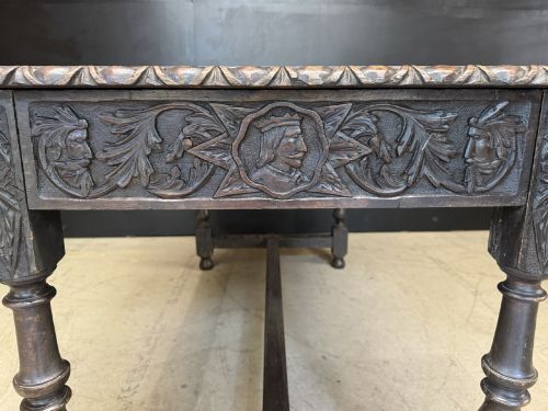 19TH CENTURY CARVED OAK TABLE WITH DRAWERS - ADDITIONAL PHOTO 9