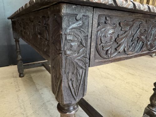 19TH CENTURY CARVED OAK TABLE WITH DRAWERS - ADDITIONAL PHOTO 12