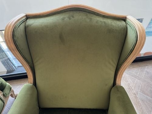 EXTREMELY COMFORTABLE PAIR FRENCH WING BACK ARM CHAIRS - ADDITIONAL PHOTO 9