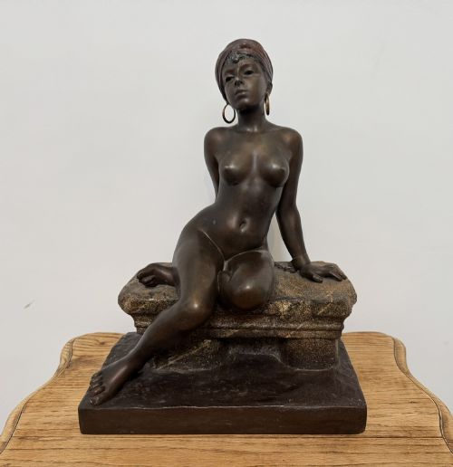 E VILLANIS 19TH CENTURY BRONZE SCULPTURE L ESCLAVE - ADDITIONAL PHOTO 2
