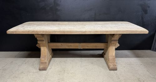 French Bleached Oak Farmhouse Dining Table