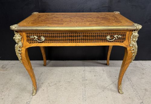 Fine French Marquetry Bureau Plat