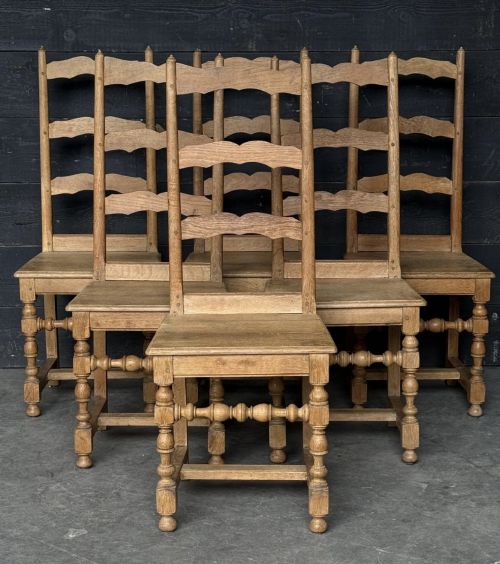 Set 6 Oak Farmhouse Dining Chairs