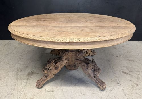 French Carved Oak Hunting Table