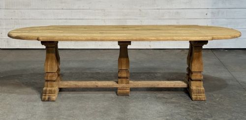 Large French Bleached Oak Farmhouse Dining Table