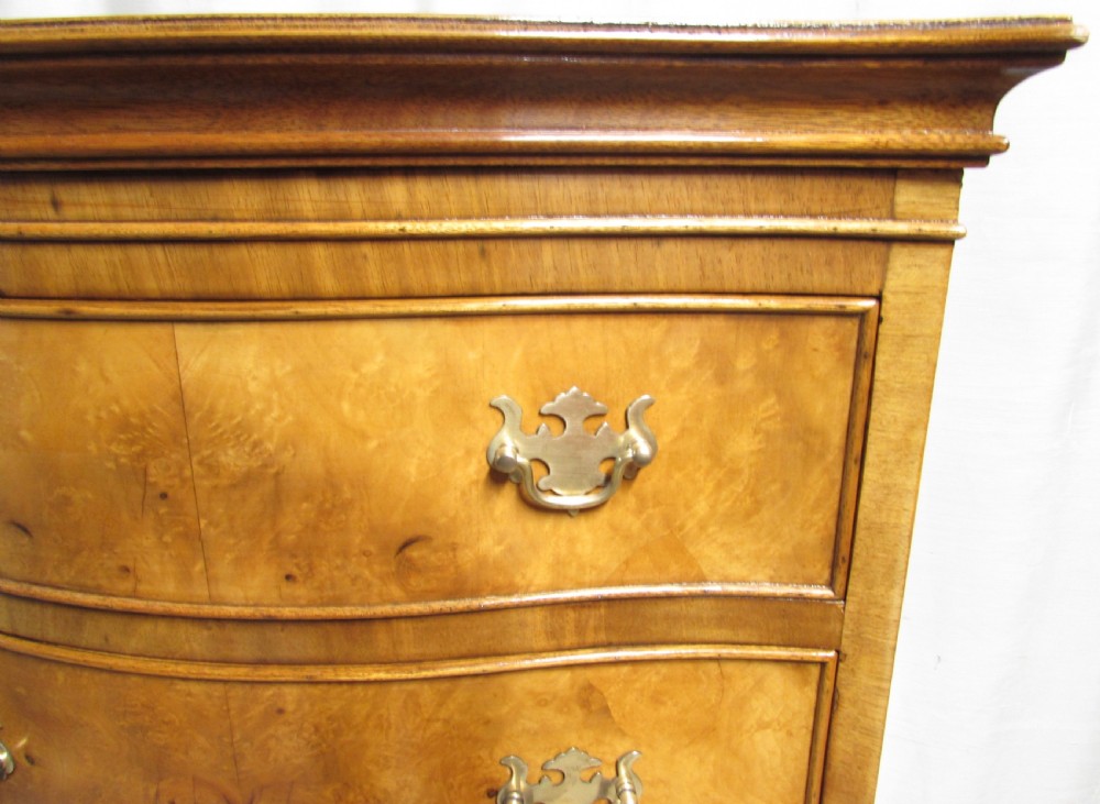 Burr Walnut Serpentine Tall Chest of Drawers View VI