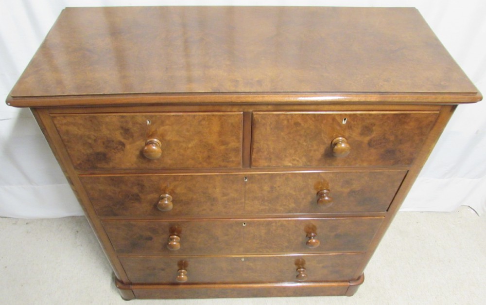 Burr Walnut Victorian Chest of Drawers View II
