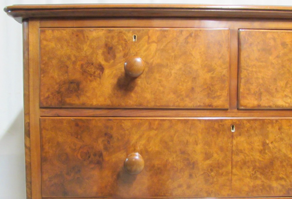 Burr Walnut Victorian Chest of Drawers View IV