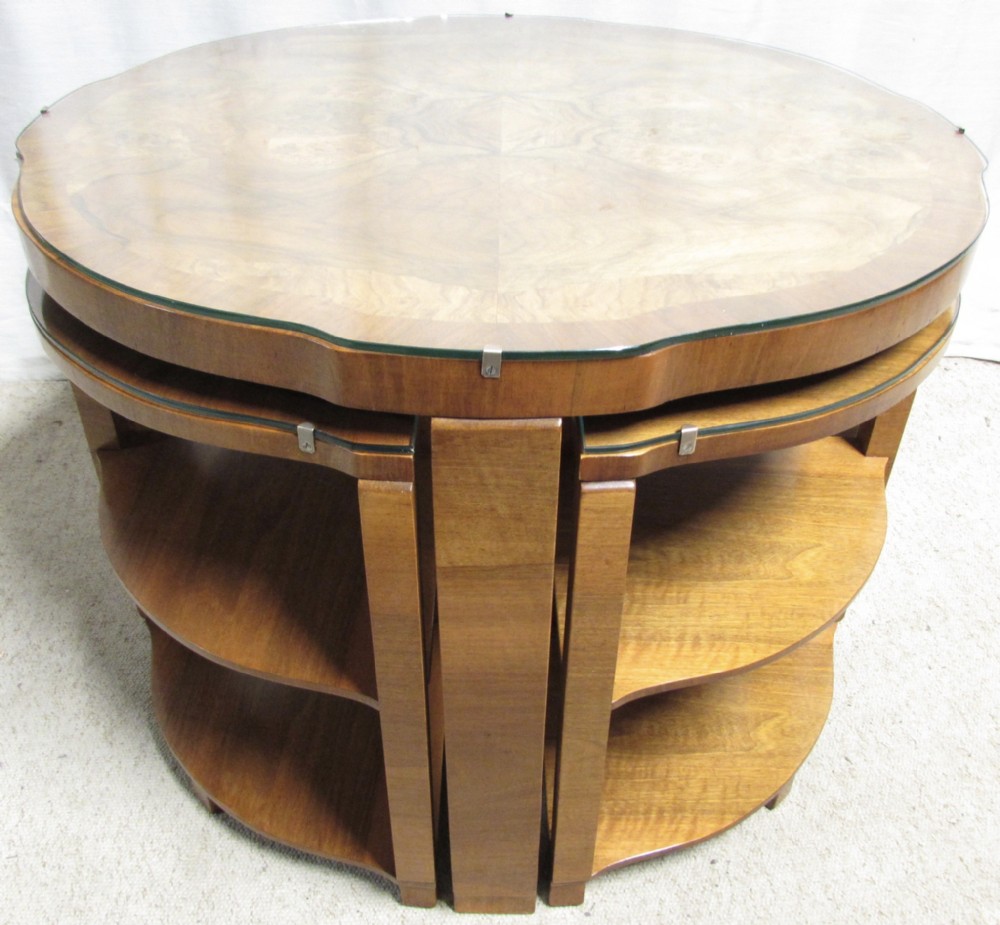 Superb Burr Walnut Art Deco Nest Tables