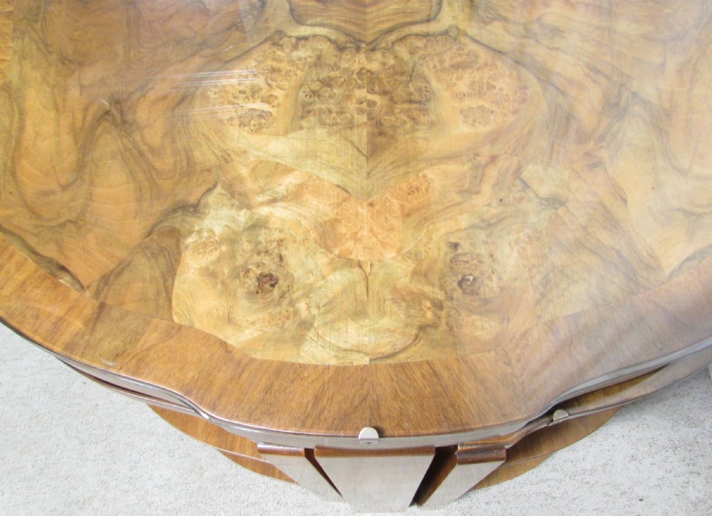 Superb Burr Walnut Art Deco Nest Tables View X