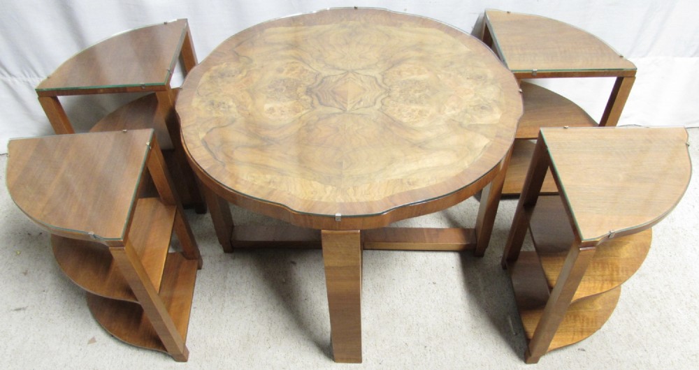 Superb Burr Walnut Art Deco Nest Tables View XI