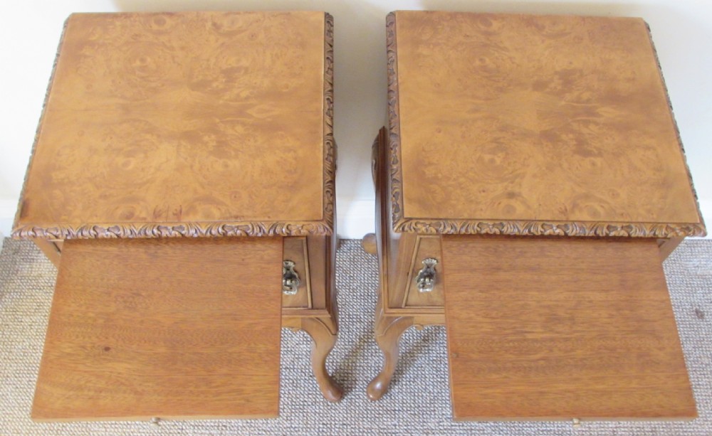 Superb Pair Burr Walnut Bedside Cupboards View IV