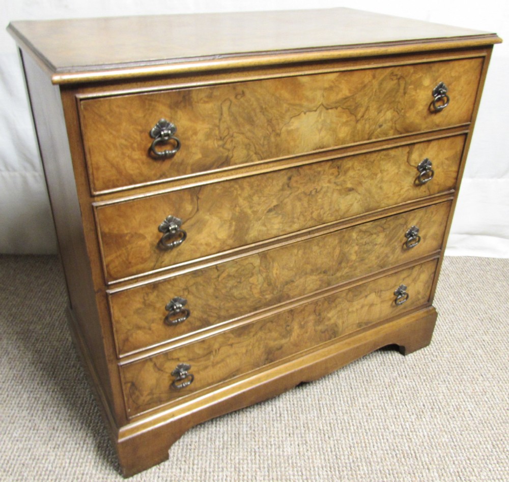 Burr Walnut 4 Drawer Chest of Drawers