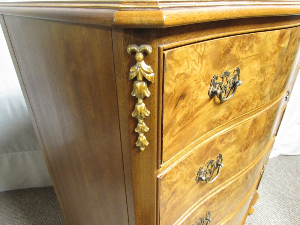 Burr Walnut 5 Drawer Serpentine Chest of Drawers View VIII