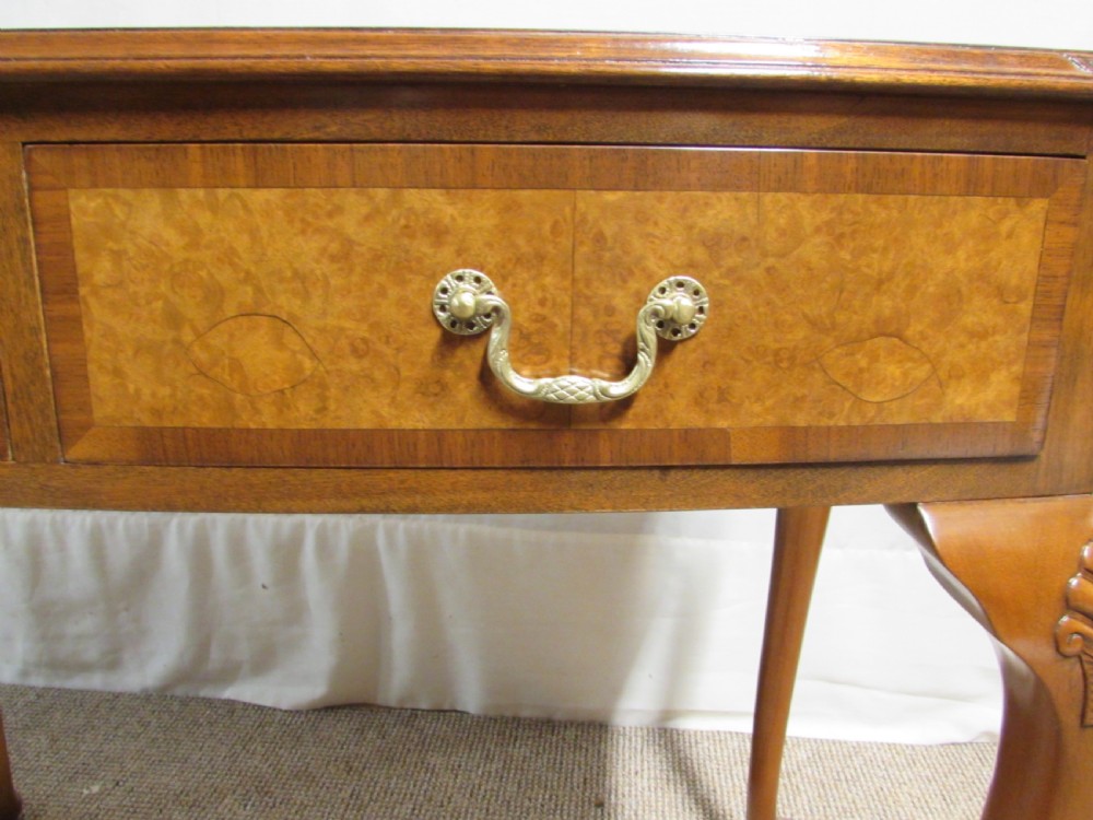 Burr Walnut 2 Drawer Side Table View VI