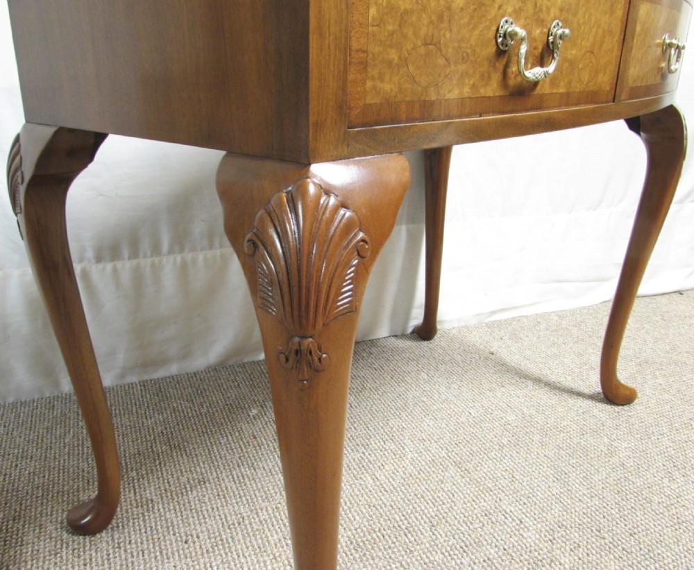 Burr Walnut 2 Drawer Side Table View IX