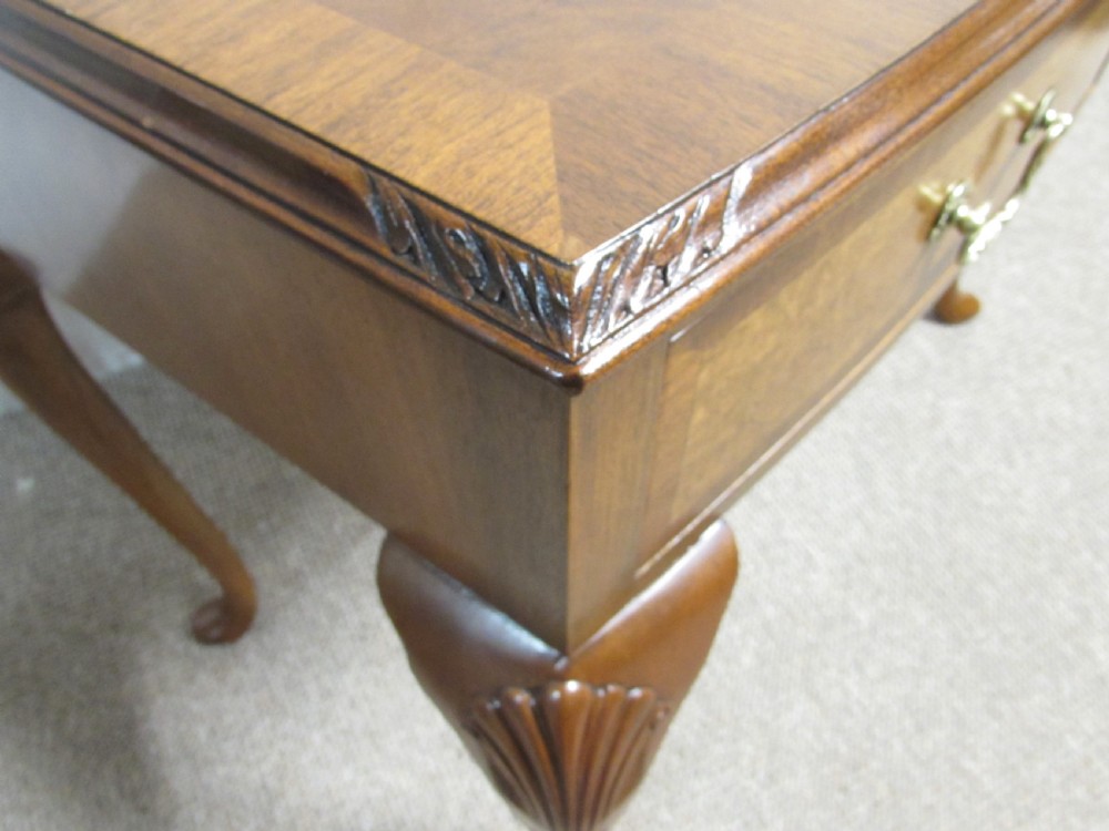 Burr Walnut 2 Drawer Side Table View X