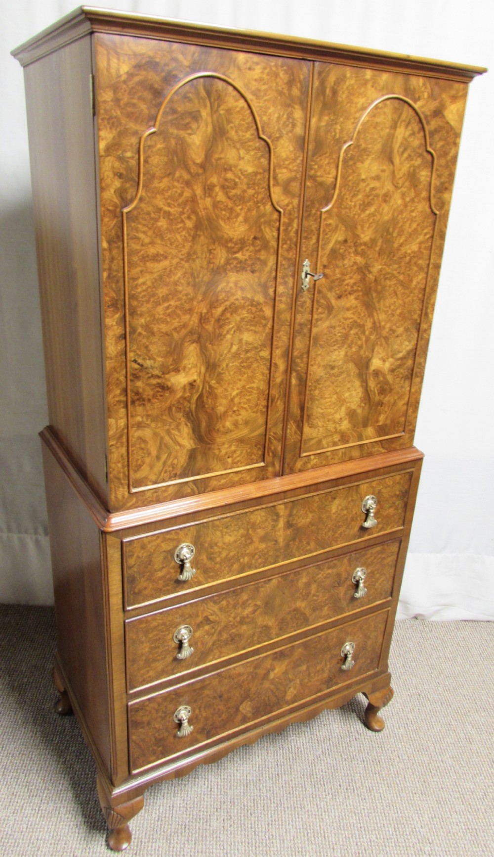 Mid size Burr Walnut Linen Press