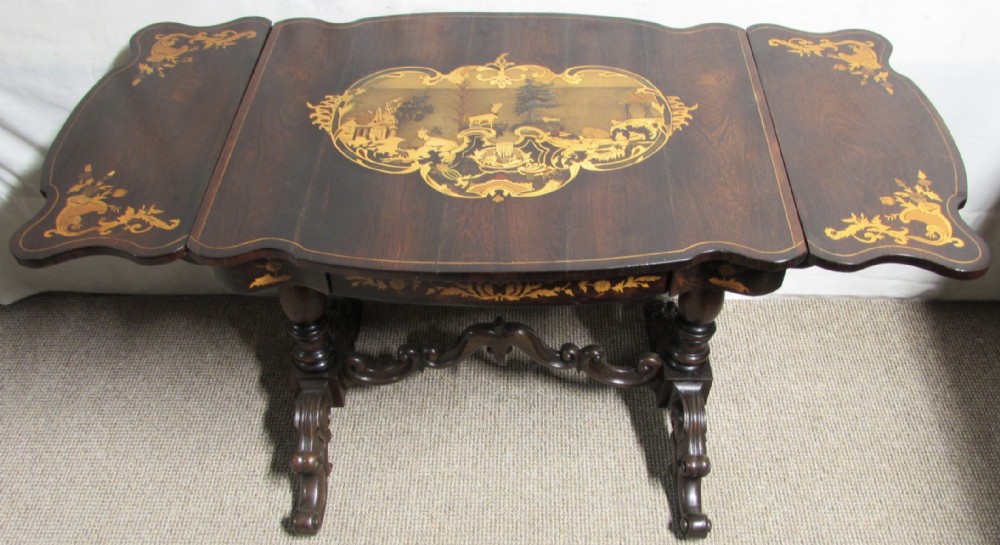 Continental Rosewood Marquetry Sofa Table