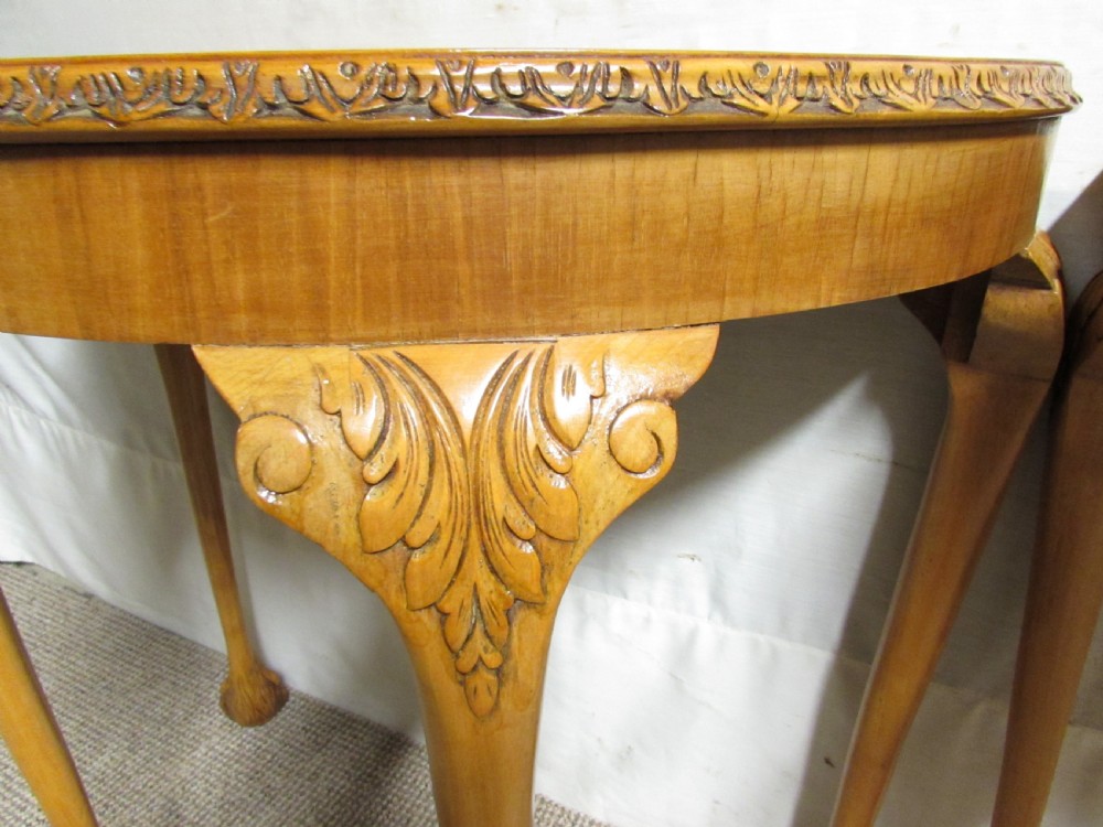 Pair Half Moon Burr Walnut Console Tables View II
