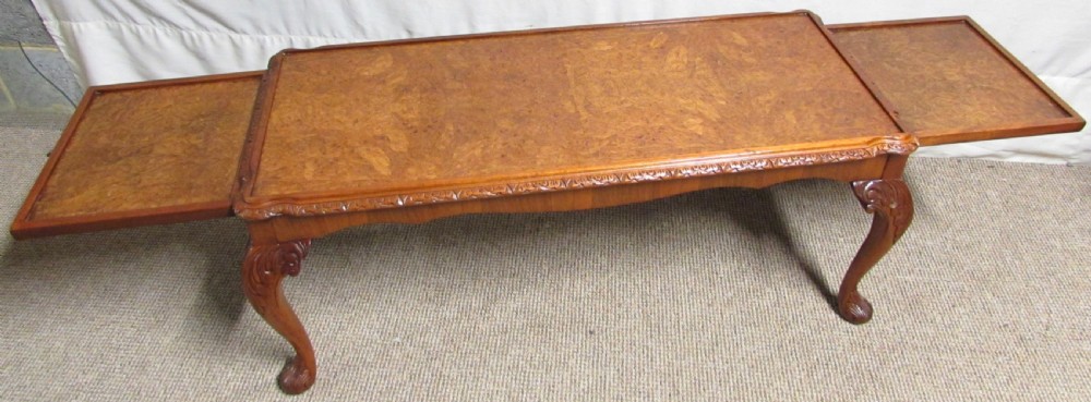 Quality Burr Walnut Coffee Table with end slides