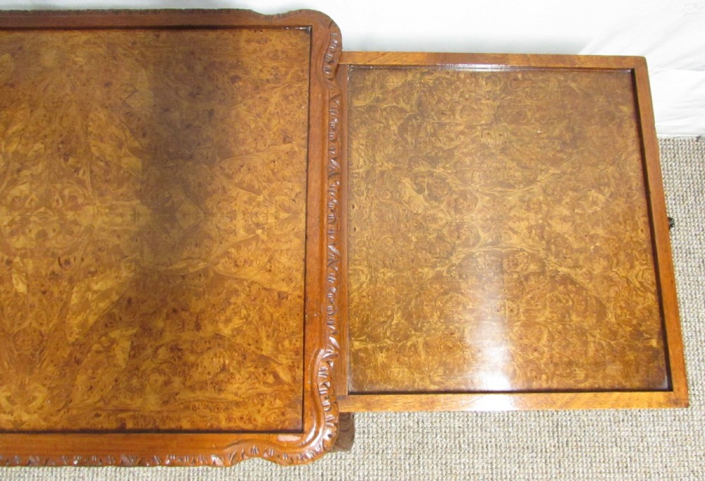 Quality Burr Walnut Coffee Table with end slides View IX