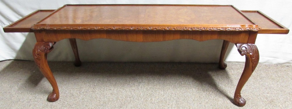 Quality Burr Walnut Coffee Table with end slides View XI
