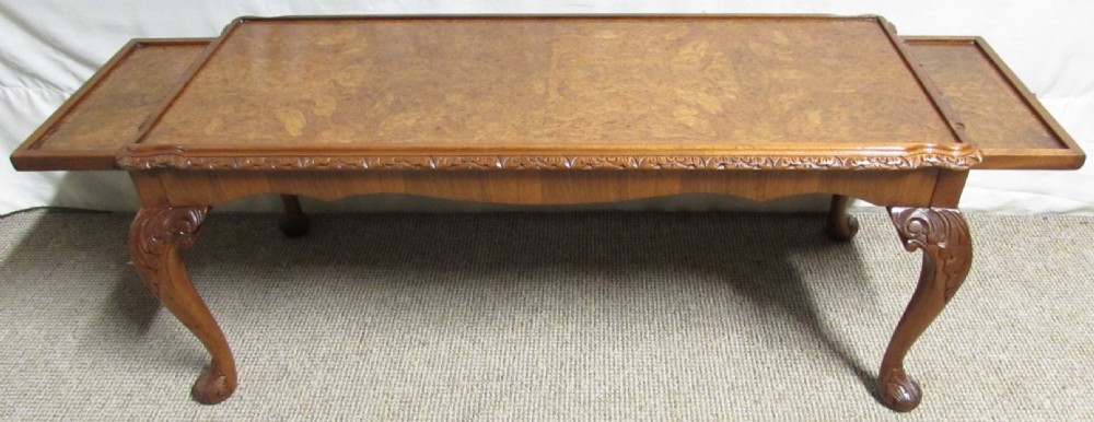 Quality Burr Walnut Coffee Table with end slides View XII