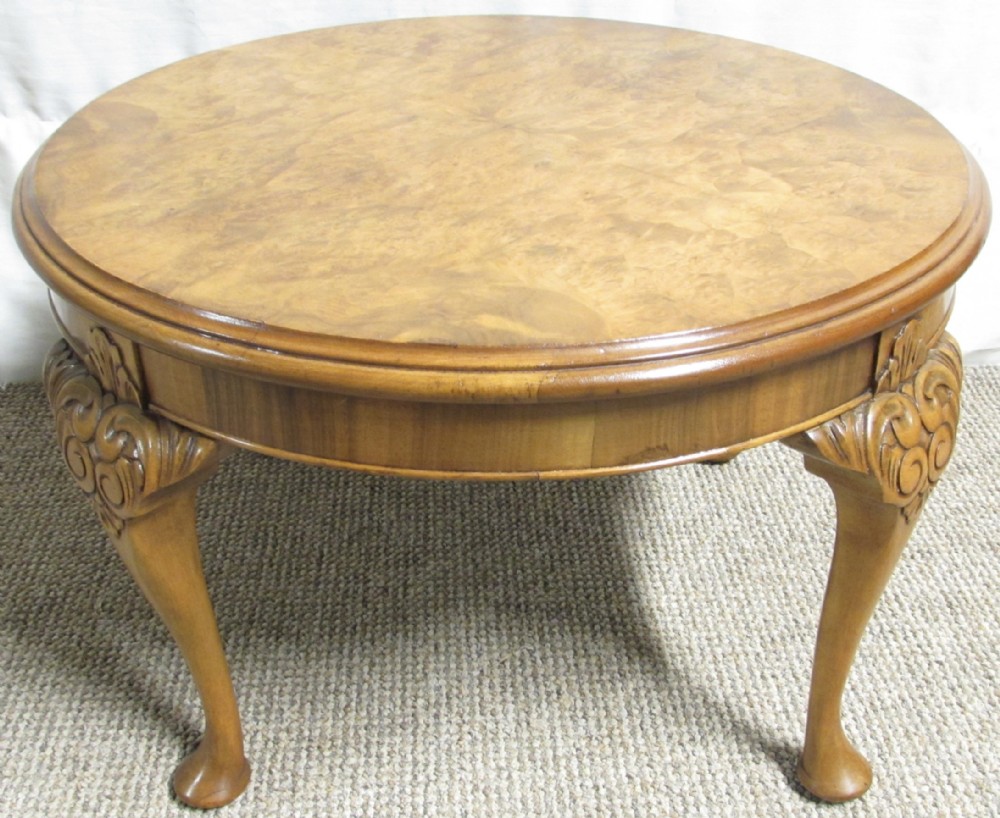 Round Burr Walnut Coffee Table