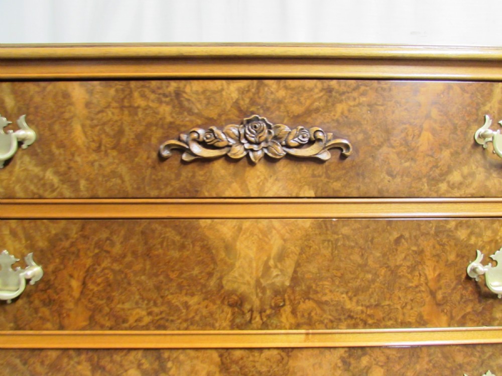 Burr Walnut Chest on Chest of Drawers View III