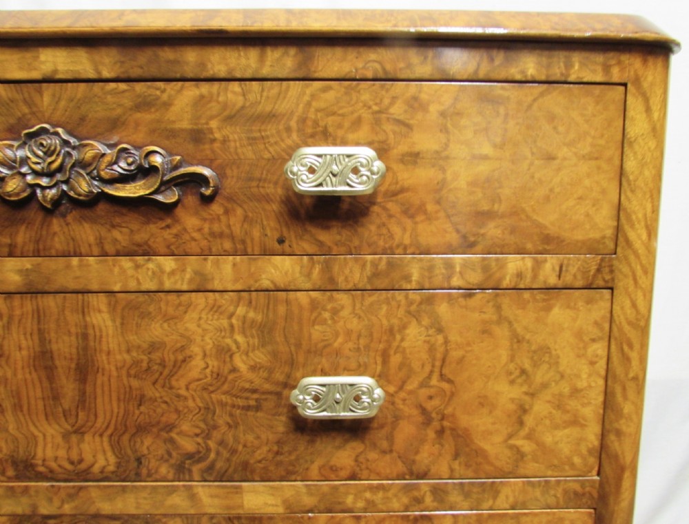 Burr Walnut Chest of 5 Drawers View XIII