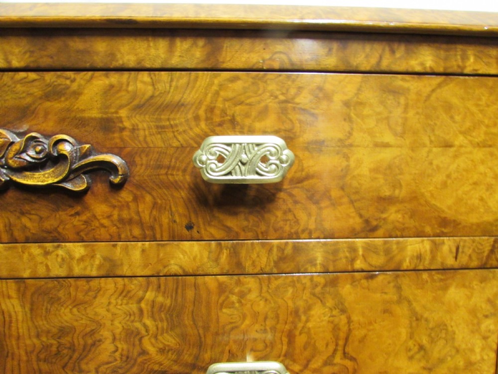 Burr Walnut Chest of 5 Drawers View XIV
