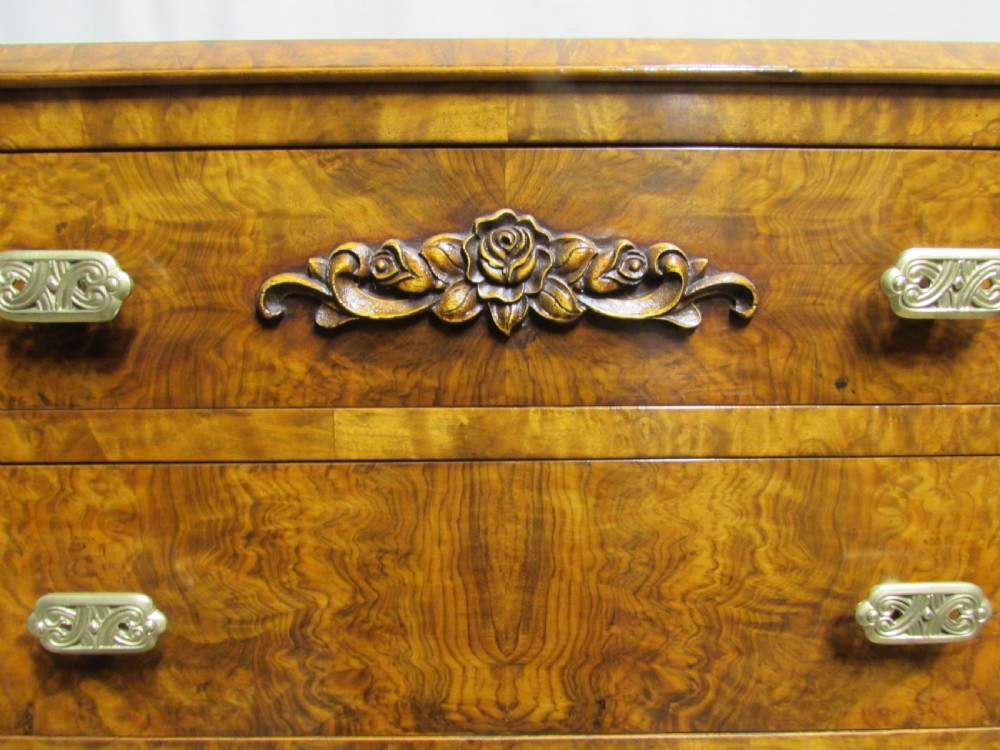 Burr Walnut Chest of 5 Drawers View XV