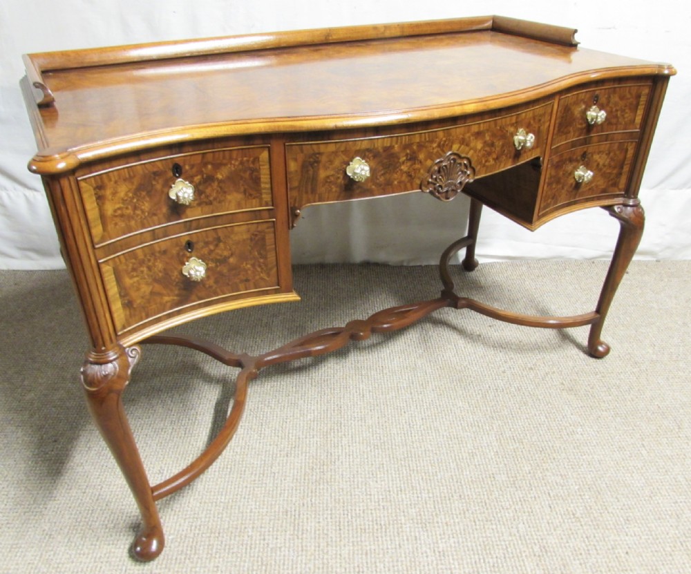 Burr Walnut Serpentine Desk 