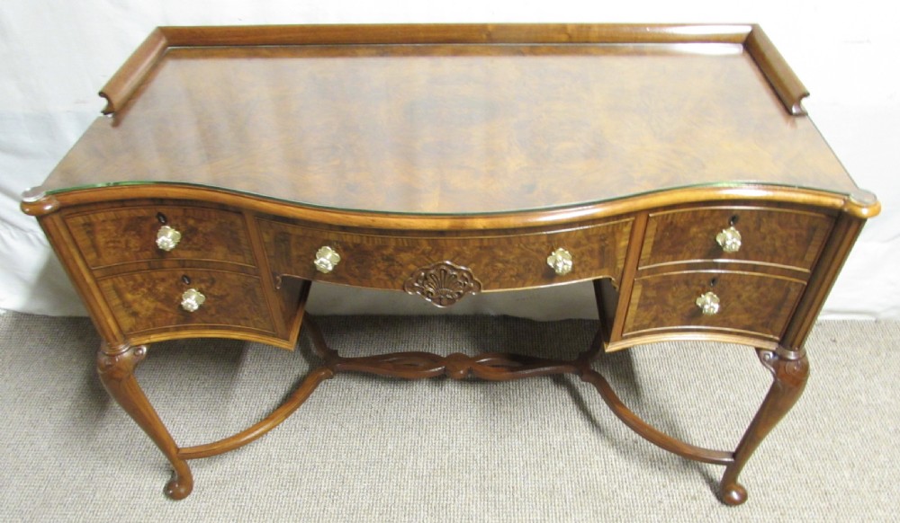 Burr Walnut Serpentine Desk  View II